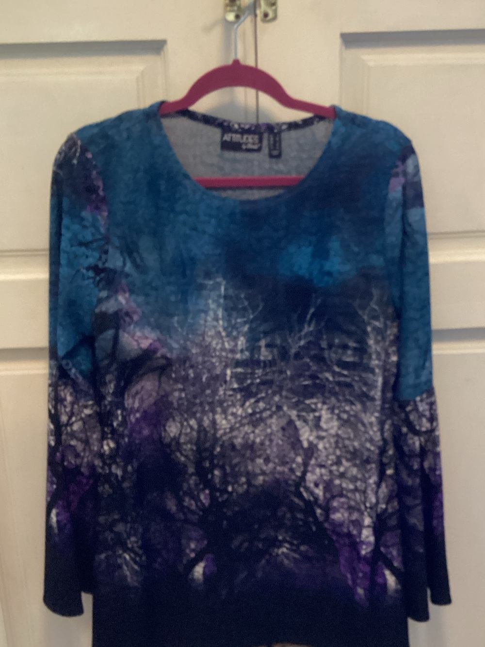 Attitudes by Renee Blue Printed long sleeve Camisole